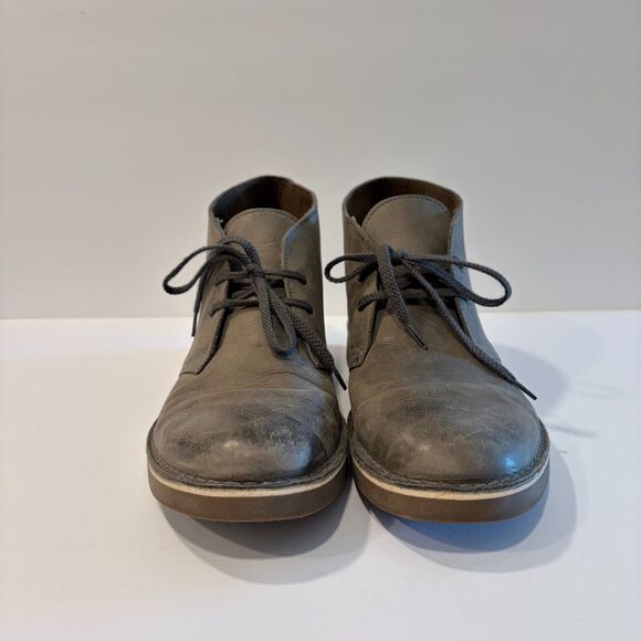 CLARKS Bushacre 2 Gray Leather Chukka Ankle Lace Up Boots  display picture 1